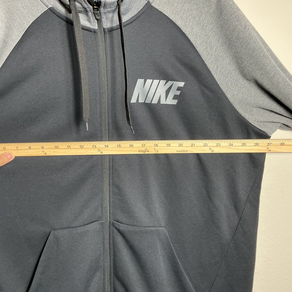 Nike Full Zip Hoodie Mens XXL Black Grey Dri-FIT Raglan Training Jacket Hood - Picture 5 of 8